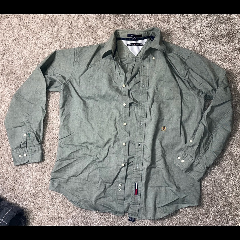 Green Tommy Hilfiger Button Down Shirt